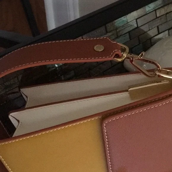 Strathberry Tricolor Crescent Colorblock Leather Shoulder Bag - Picture 14 of 16